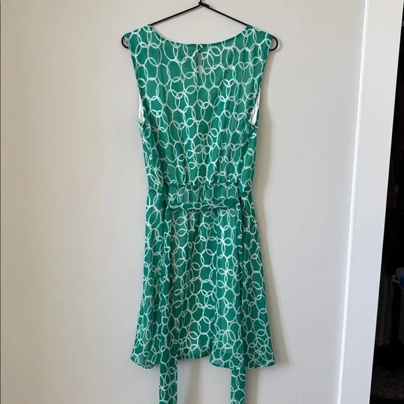 Banana Republic Green & White Sleeveless Tie-Waist Dress - Picture 7 of 8